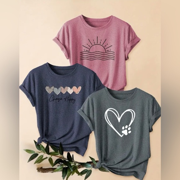 NEW T-shirt, Medium, Grey Print- Heart and paw print in white, super soft - Picture 5 of 5